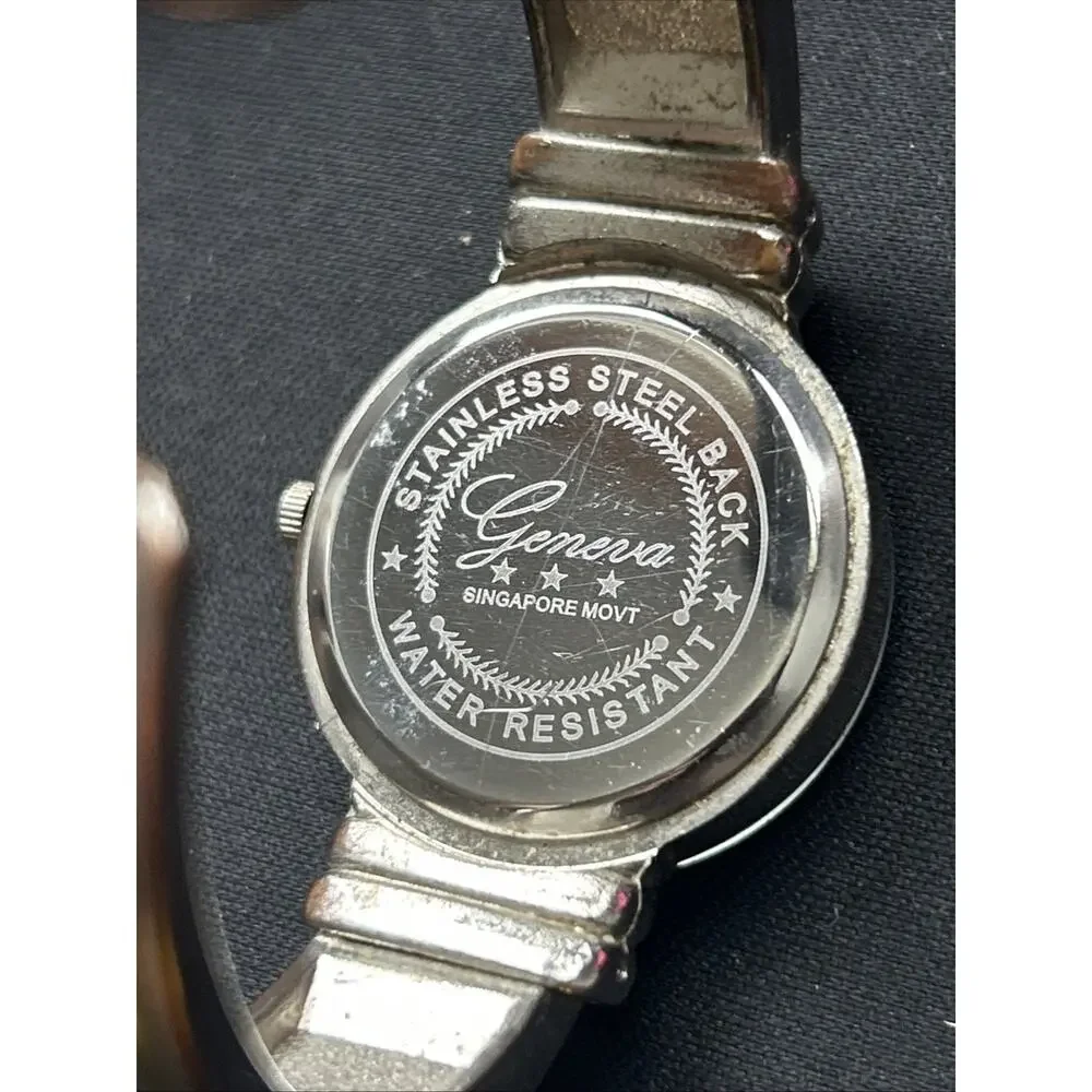 Geneva Pearl Dial Women’s Cuff Watch